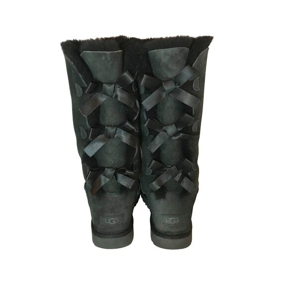 Women's Bailey Bow Tall II Black Suede Sherpa Lined Boot SZ 8/39 - Picture 2 of 8